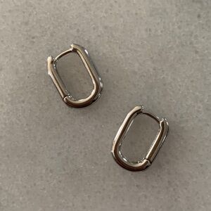 New Drop! Sterling Silver Oval Huggie Hoop Earrings Brand New